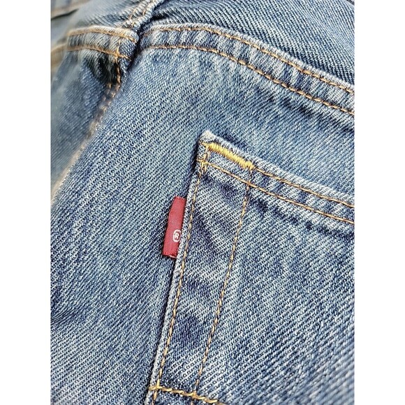 Levis 501 Jeans Mens 34x29 Button Fly Straight Blue Mid Rise Cotton Medium Blue - Picture 12 of 13